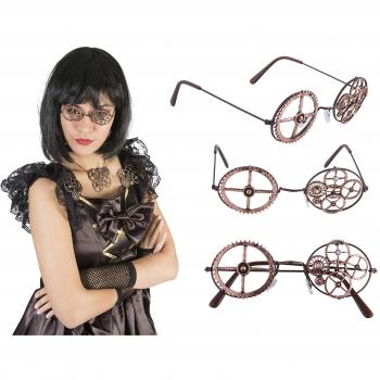 Bronzene Steampunk-Brille, runde Konturen, dekorativ