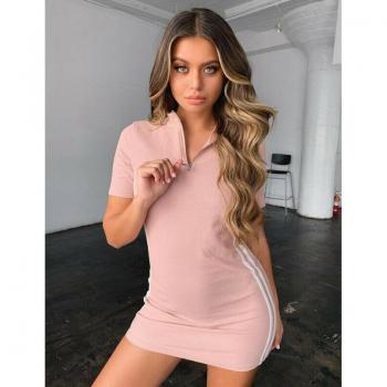 V Neck Short Sleeve Mini Dress for Women