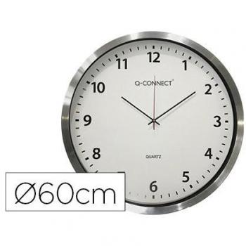 Horloge Murale Q‑Connect Métallique 60 cm Design Moderne Gris Chromé