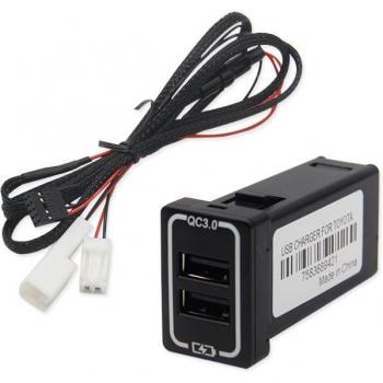 QC3.0 Dual USB Phone Charger for Toyota Cars
