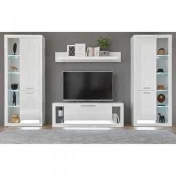 Furn.Design Wohnwand Ladis, Set 4-teilig, weiß Hochglanz, 350 x 198 cm