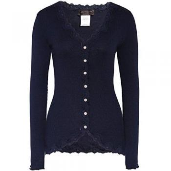 Rosemunde Damen Strickjacke Babette Silk Cardigan mit Spitzenbesatz, Größe S