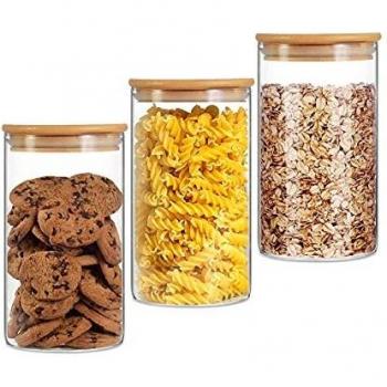 Contenedor de vidrio con tapa de bambú 750 ml