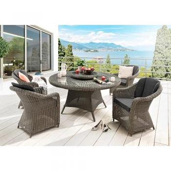 Essgruppe MALAGA LUNA, 4 Sessel und Tisch