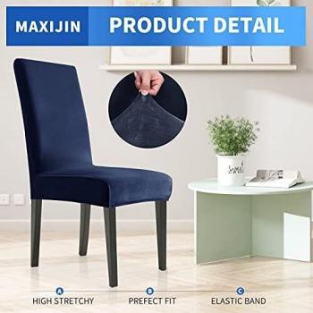 MAXIJIN Stretch Samt Stuhlbezüge für Esszimmerstühle Abnehmbare Velours Esszimmerstuhlbezüge Plüsch Stuhlbezüge für Esszimmer, Hotel, Küche, Zeremonie (Beige, 2)