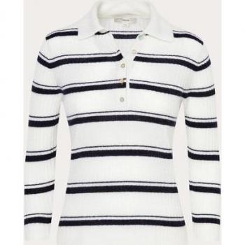 Vince Elite Cashmere/Mulberry Silk Polo – Coastal Off‑White Size L
