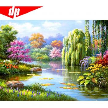 Rustic Willow and Lake 5D Diamond Craft – 20x30cm Rhinestone Pattern