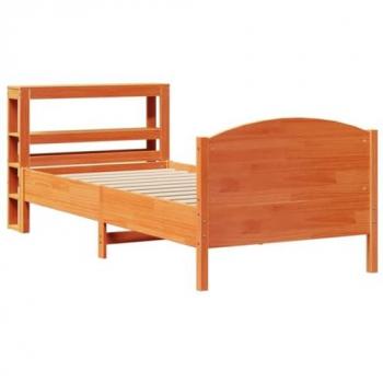 VidaXL Wax Brown Pine Wood Small Single Bed Frame 75x190 cm