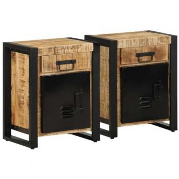Modern Brown Mango Wood Nightstands