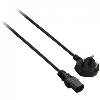 V7 Black AC Power Cable UK Plug to IEC-C13