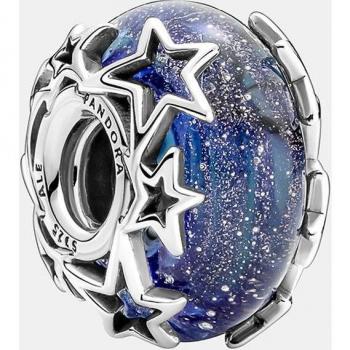 Charm de cristal de Murano en plata de ley Galaxia & Estrella