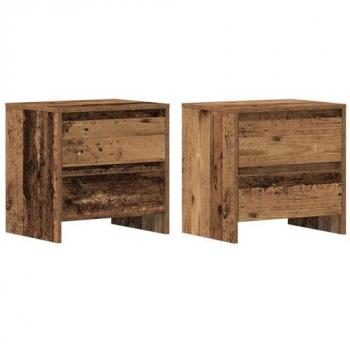 Two-Unit Nightstand Set – Classic Brown Finish – 45×34×44.5 cm – Engineered Lumber