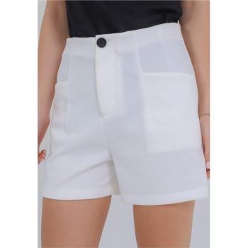 Freshlions Damenshorts mit hohem Bund, weiß, L
