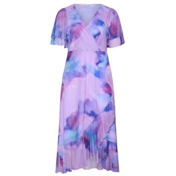 Lilac Women's Wrap Dress with Ruffled Hem – 18