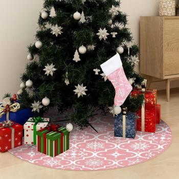 VidaXL Luxuriöse Weihnachtsbaumdecke mit Socke in Rosa aus Stoff (90 cm)