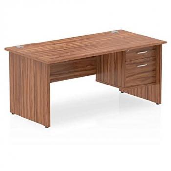 Impulse Bench 1600 x 800mm Straight Office Desk Walnut Top Panel End Leg