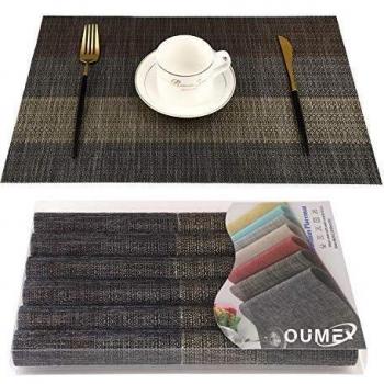 OUME Sets de Tables PVC Noir Brun 45cmx30cm