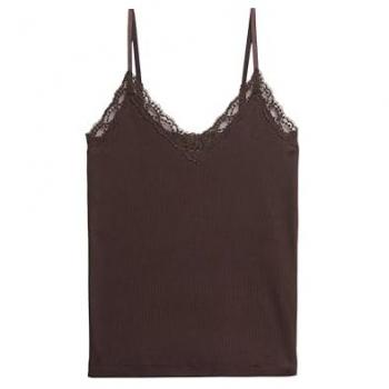 Superdry Blusa para Mujer Sin Mangas con Ribete de Encaje