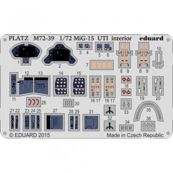 Platz UTI Photo‑Etched MiG‑15 1:72 Two‑Seater Interior Assembly