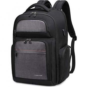 Black TUDEQU 17,3 Zoll Laptop‑Bag – TSA‑Reisebeutel mit Extra-Fach