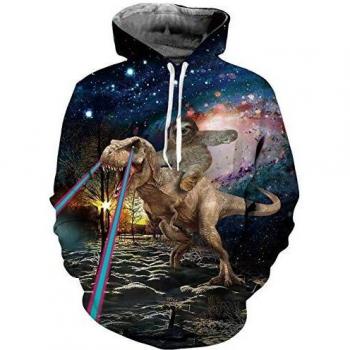 SchnurTiefen 3D Kapuzenjacke: Dinosaurier + Faultier – Langarm XL