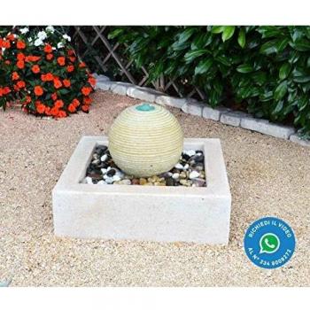 Decorazione Giardino Acqua Sfera Saturno con Luce LED, Marmo e Pietre, Interni ed Esterni