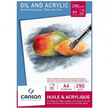 Acryl en Olie Tekenblok Canson A4 10 Vellen 290 g/m²