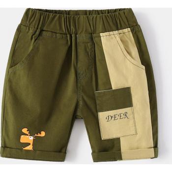 Short pour garçons en coton, patchwork, taille élastique, longueur aux genoux