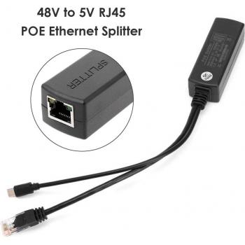 Adaptador POE RJ45 2.5KV 48V a 5V para Raspberry Pi y Dispositivos IP