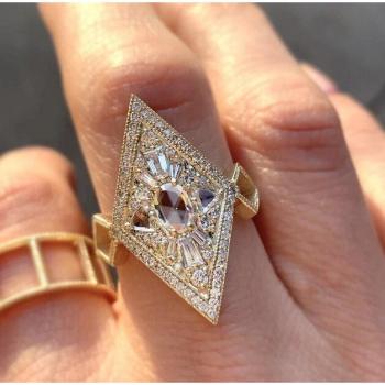 Large Crystal Rhombus Wedding Ring for Women