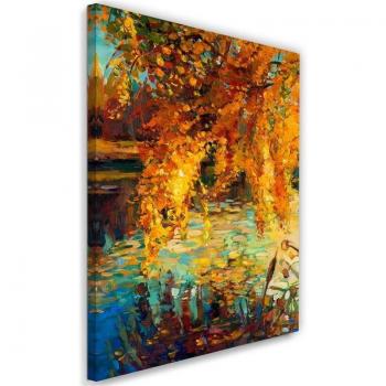 Pintura de Hojas de Otoño Amarilla 40x60 en Lienzo