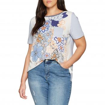 Samoon Damen 1/2 Arm T-Shirt, Mehrfarbig