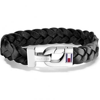 Pulsera de Cuero Negro Tommy Hilfiger para Hombre
