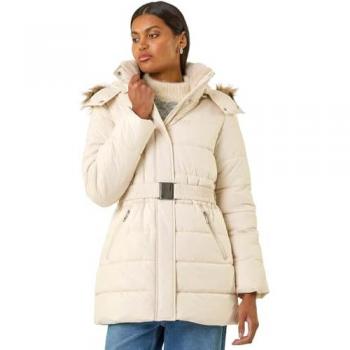 Manteau en fausse fourrure avec ceinture Roman