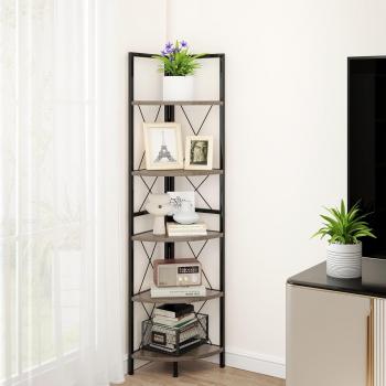 Angolo Libreria Metallica 5 Ripiani – Grigio Rovere