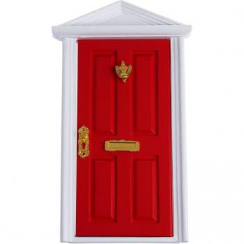 1/12 Scale Red Exterior Wooden Door with Knockplate and Letter Slot