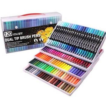 Bonala 120 Colours Dual Tip Brush Pens Felt Colouring for