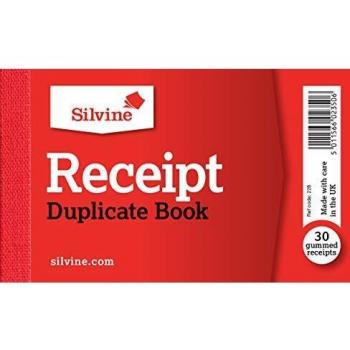 Silvine Duplicate Receipt Book Taped Cloth Binding Pack of 36