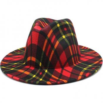 Sombrero Jazz Estampado a Cuadrados