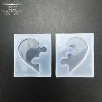 Polymertone Herz Puzzle Schmuckset mit Silikon