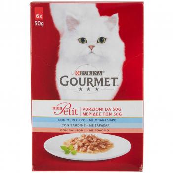 GOURMET Mon Petit Intense Cat Busta Multipack 6x50G MERLUZZO SARDINE E SALMONE