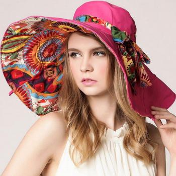 Floral Folding Brimmed Sun Hat for Women