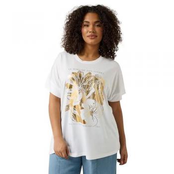 White Floral Modal Rich T-Shirt – Evans Women’s Edition, Size 30-32