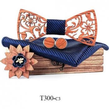 Corbata Corbatín de Madera Hecha a Mano y Pajarita de Plata, Gris