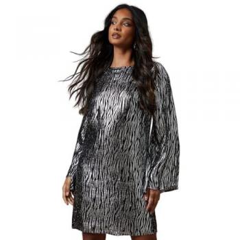 Oasis Black Zebra Mini Dress for Women