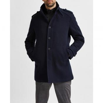 Abrigo de hombre Selected con cuello alto en color azul