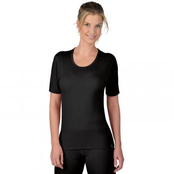 Triggermix Damen T-Shirt aus Merinowolle – Schwarz – XL – Funktionsstoff