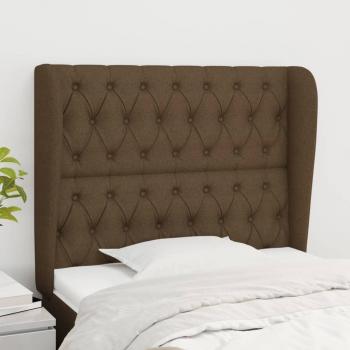 VidaXL Cabecero con orejas de tela marrón oscuro 93x23x118/128 cm