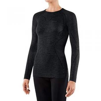 Top Falke Wool-Tech com Mangas Longas, Estilo Feminino, Preto