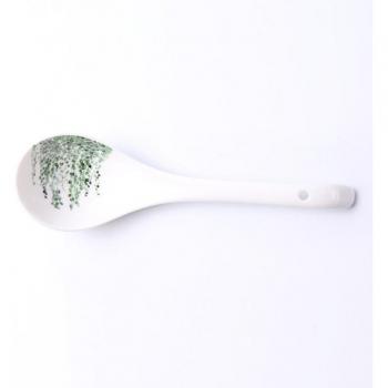 Nordic Household Long Handle Spoon with Green Plant Design